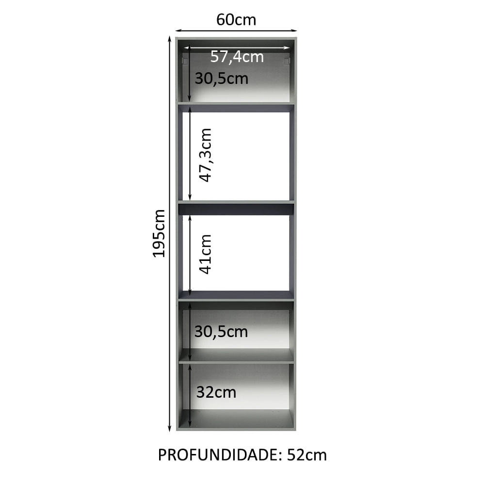 Torre Quente 60 cm 2 Portas 2 Nichos Suspensa Cinza Nice Madesa Cor:Cinza