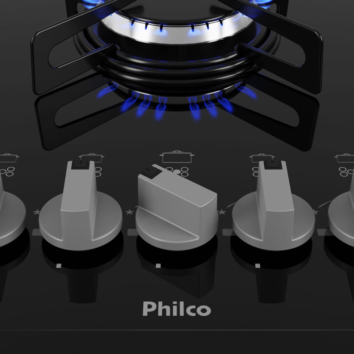 Cooktop Philco Cook Chef 5 Bocas Vidro Temperado Bivolt Bivolt