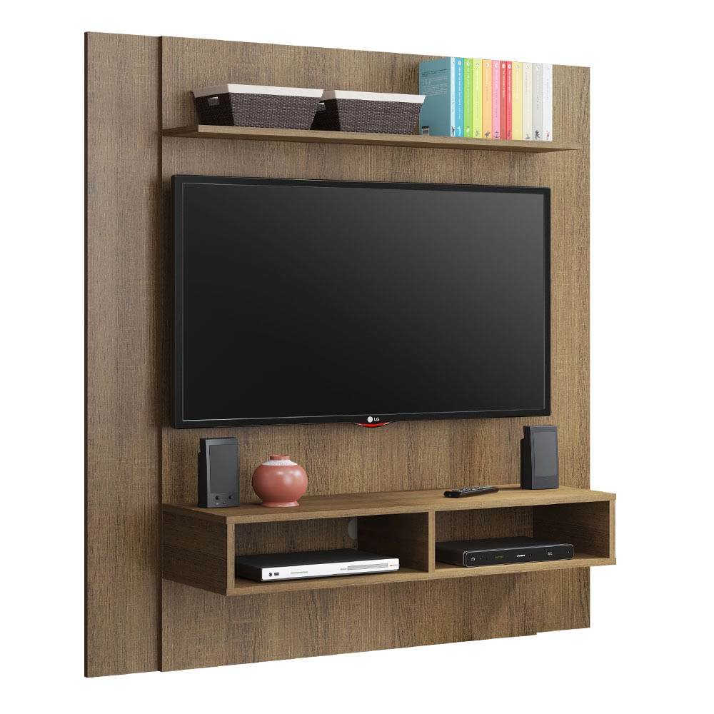 Painel para TV até 50 Polegadas Madesa Arizona 1 Prateleira 2 Nichos Rustic Cor:Rustic