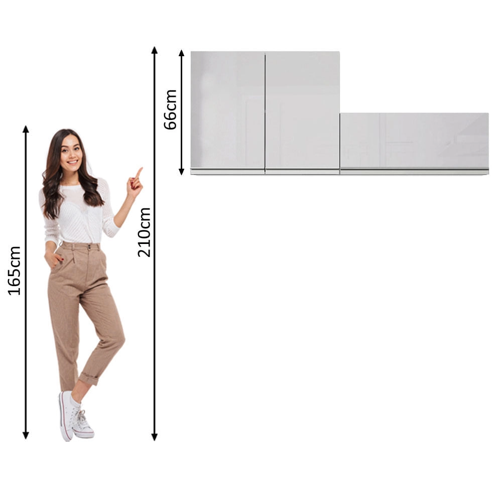 Kit Área De Serviço Madesa Acordes 100% MDF com 2 Armários Aéreos Portas Branco Brilho Cor:Branco