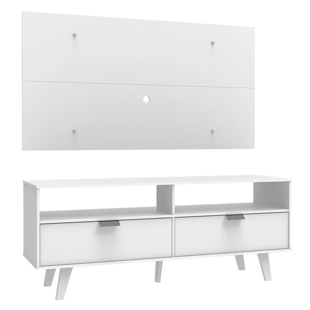 Rack Madesa Oslo e Painel para TV até 55 Polegadas 2 Portas Branco Cor:Branco