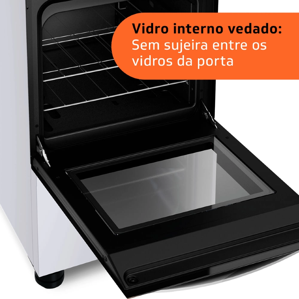 Fogão Brastemp 4 Bocas Branco com Duas Prateleiras com Alturas Ajustáveis   - BFO4NBB Bivolt