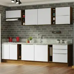 Armário de Cozinha Completa 300cm Rustic/Branco Veludo Lux da Sabrina Madesa Cor:Rustic/Branco Veludo