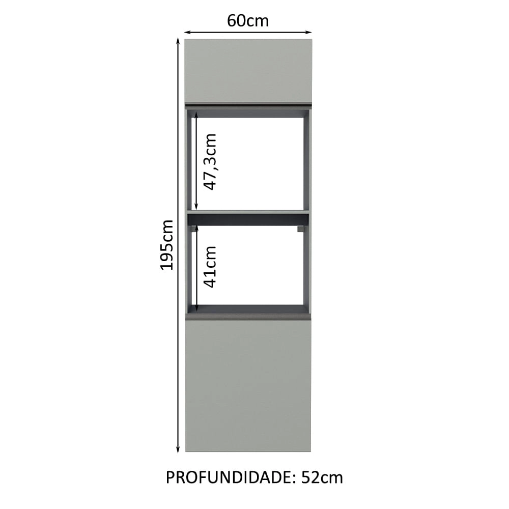 Torre Quente 60 cm 2 Portas 2 Nichos Suspensa Cinza Nice Madesa Cor:Cinza