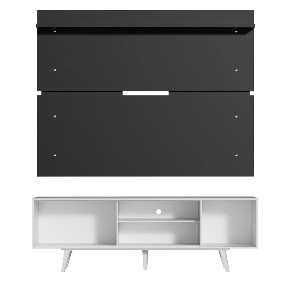 Rack Madesa Dubai e Painel para TV até 65 Polegadas com Pés Branco/Preto 7377 Cor:Branco/Preto