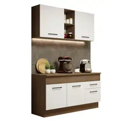 Cozinha Compacta Madesa Agata 150001 com Armário e Balcão (Com Tampo) Rustic/Branco Cor:Rustic Branco