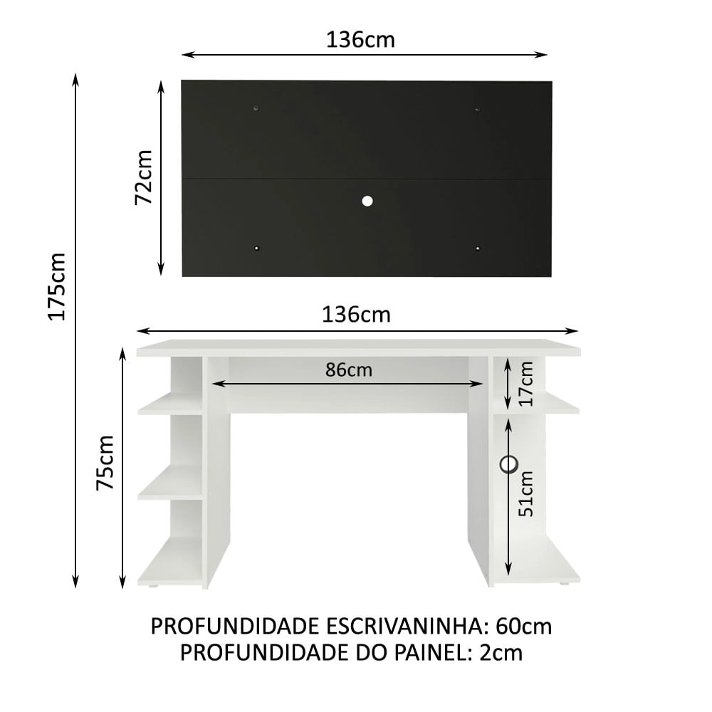 Mesa Computador 1.36M Game NT 2065 Preto/Vermelho A75XL136XP57 Notavel