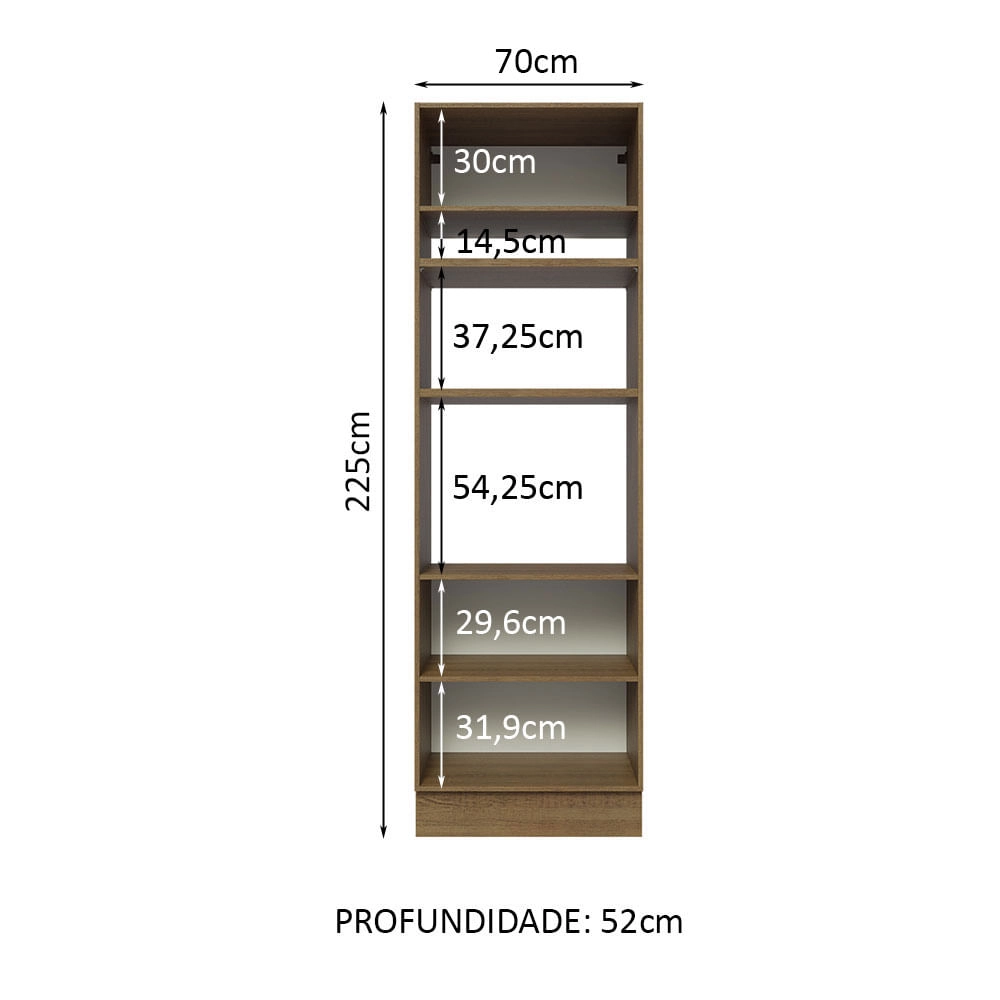 Torre Quente Madesa Glamy 70 cm 3 Portas Rustic/Preto Cor:Rustic/Preto