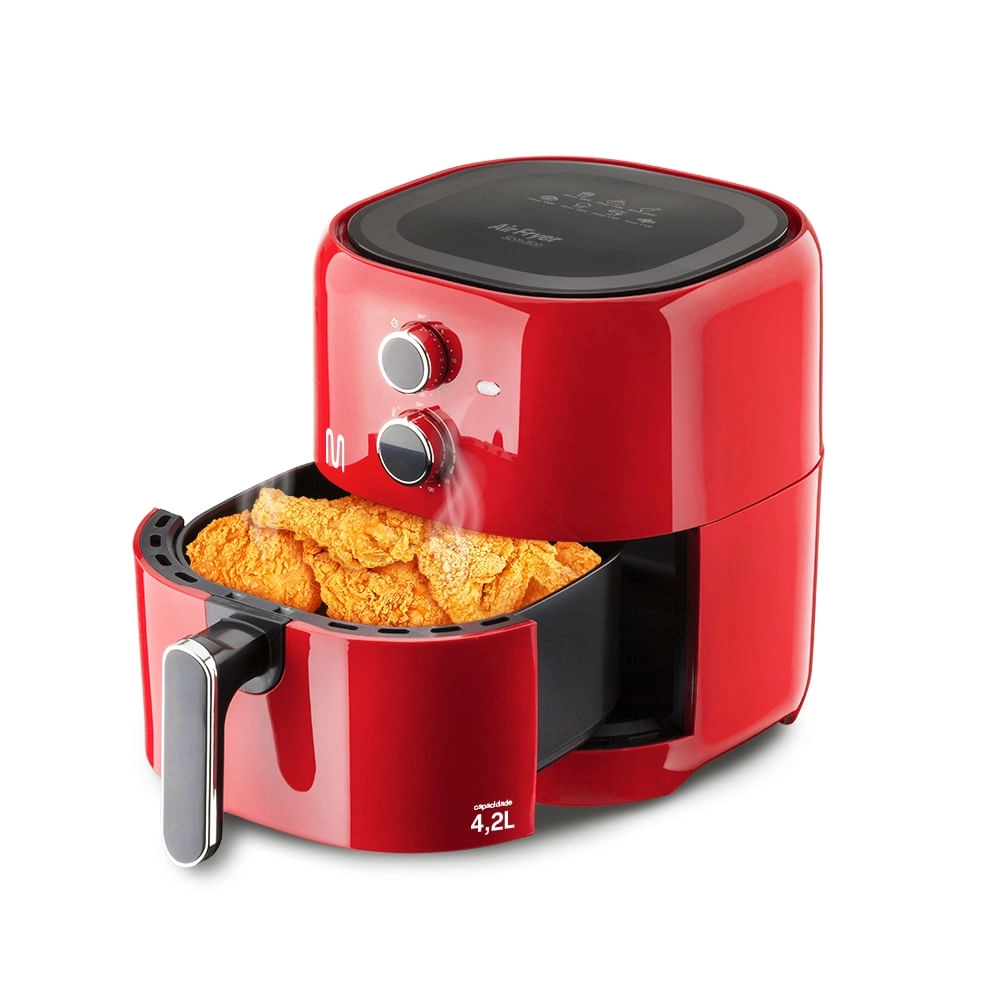 Air Fryer 4,2L 1500w-220v Com Grade, Seletor Temperatura e Tempo Vermelha Multilaser - CE195OUT [Reembalado] CE195OUT