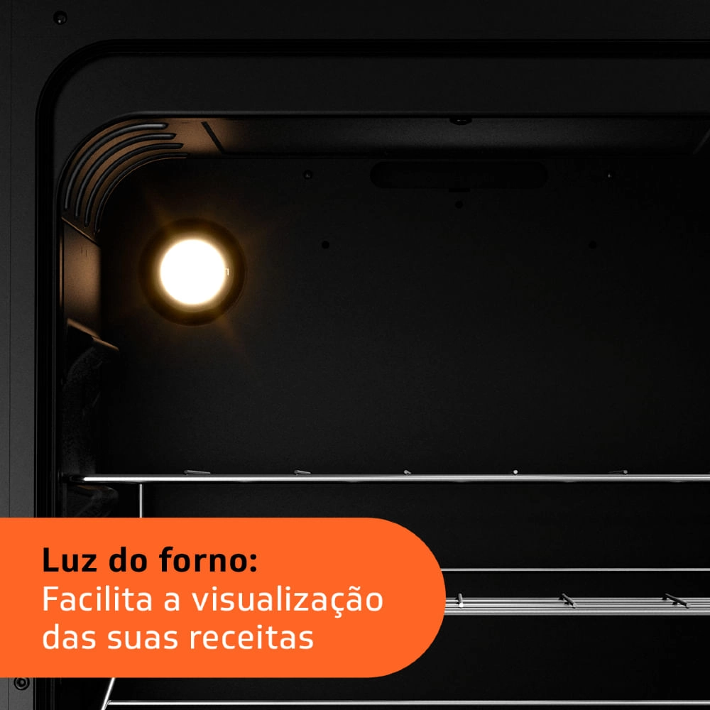 Fogão Brastemp 4 Bocas Preto com mesa de vidro e dupla chama  - BFO4XAE Bivolt