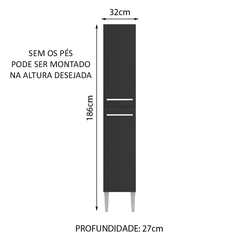 Paneleiro Madesa Emilly 2 Portas Rustic/Preto Cor:Rustic/Preto