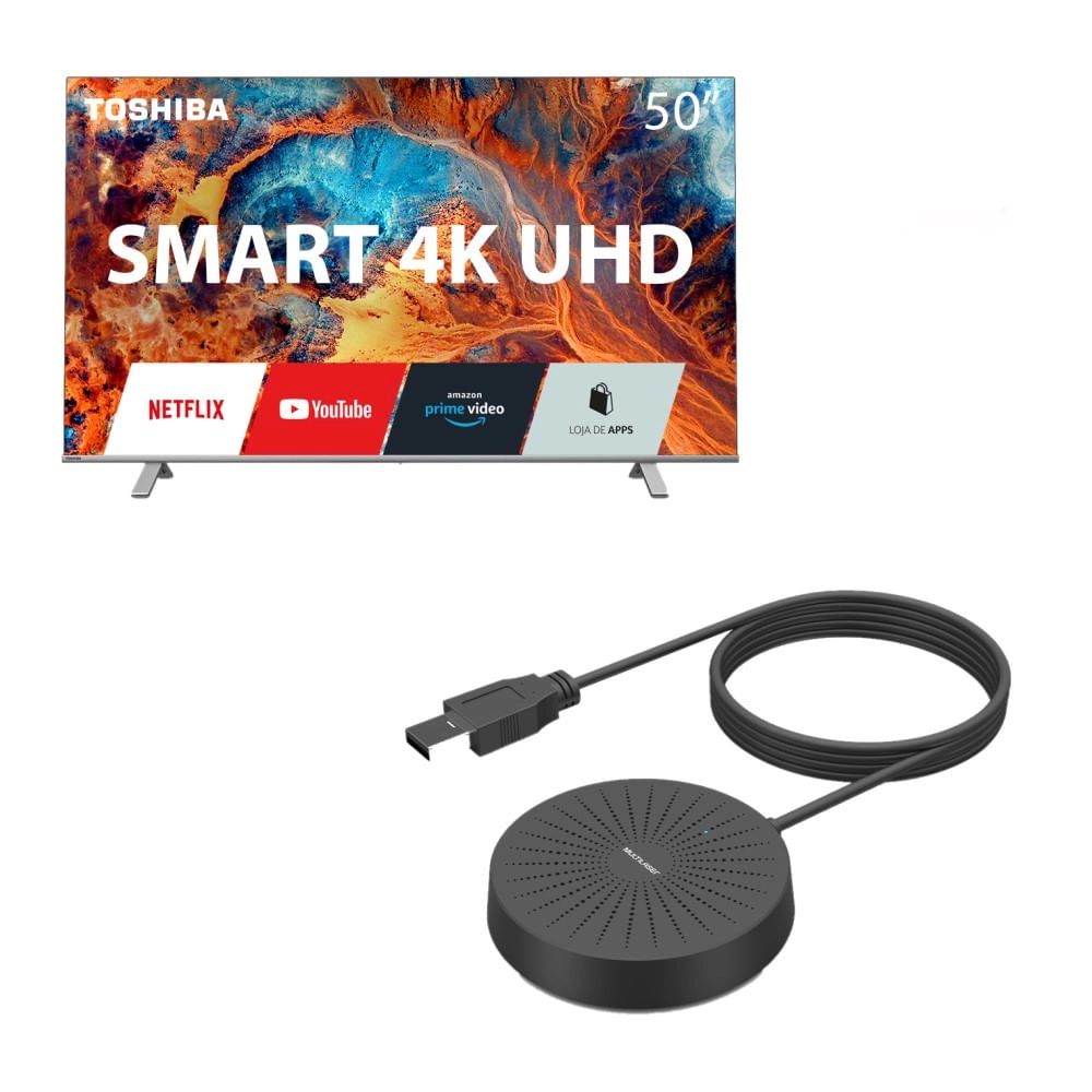 Combo Office - Smart Tela DLED 50'' 4K VIDAA Toshiba e Microfone Com Fio Conexão Usb - TB0041K TB0041K