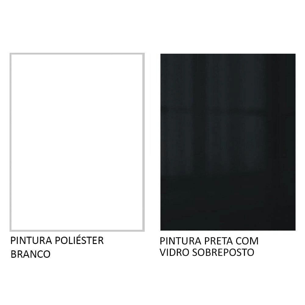 Balcão Madesa Lux 60 cm 1 Porta Branco/Preto Cor:Branco/Preto