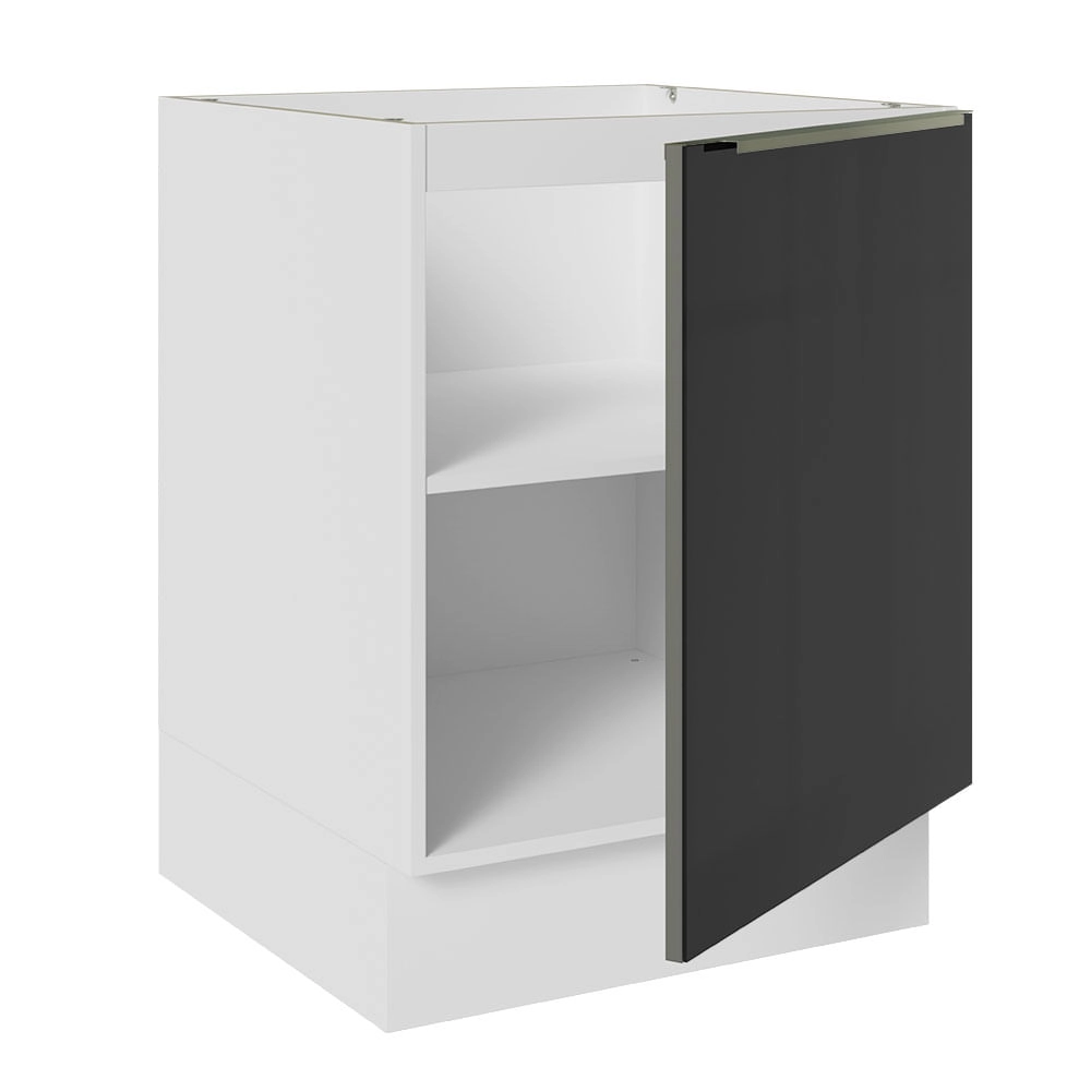 Balcão Madesa Lux 60 cm 1 Porta Branco/Preto Cor:Branco/Preto