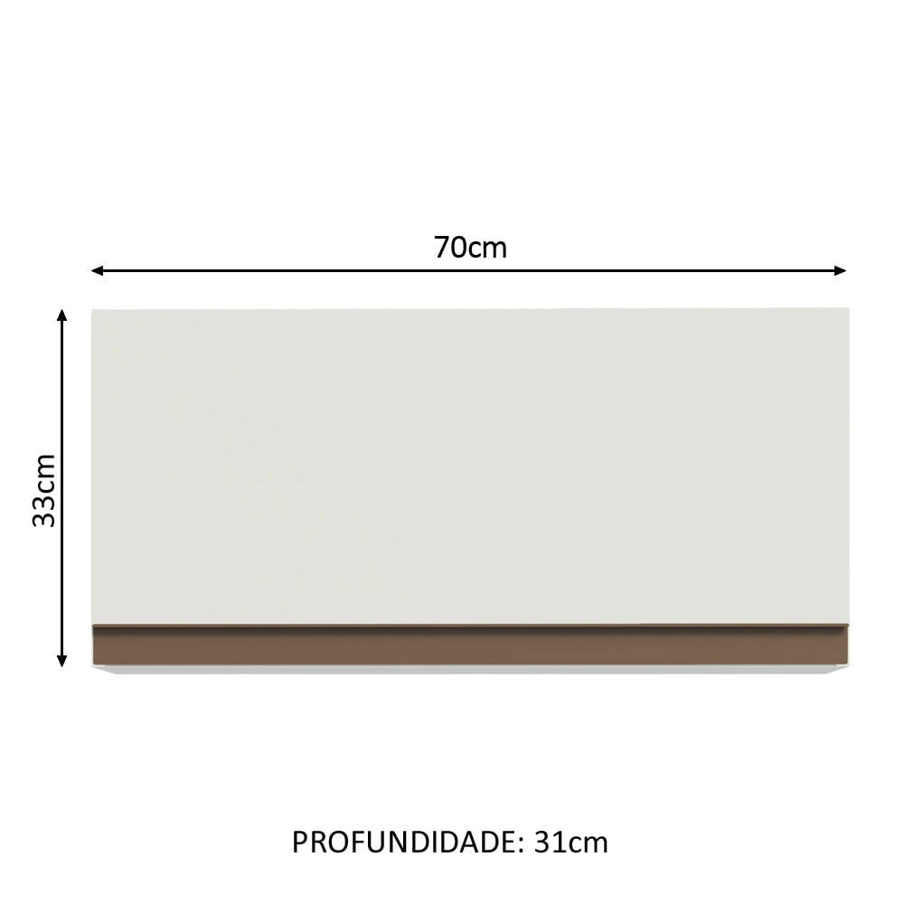 Armário Aéreo Madesa Reims 70 cm 1 Porta Branco Cor:Branco