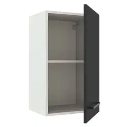 Armário Aéreo Madesa Agata 40 cm 1 Porta Branco/Preto Cor:Branco/Preto