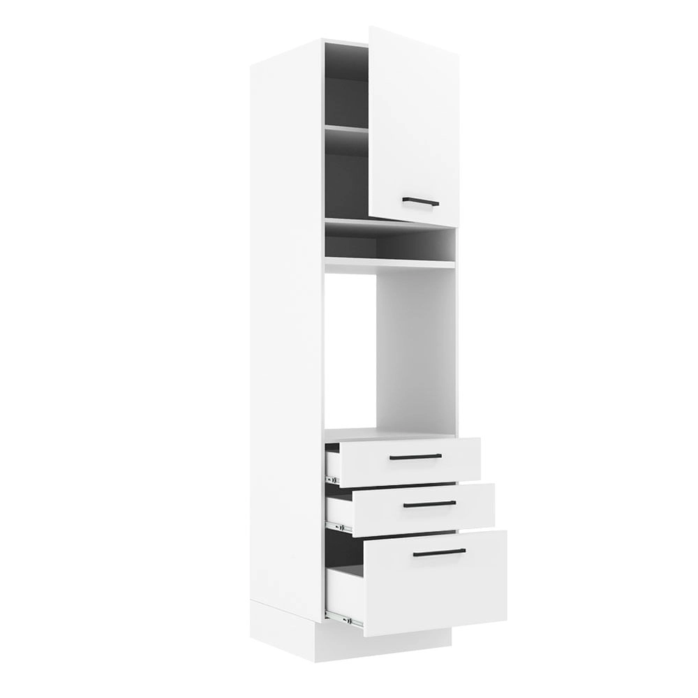 Torre Quente Madesa Agata 60 cm 1 Porta 3 Gavetas Branco Cor:Branco