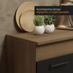 Cozinha Compacta Madesa Agata 150001 com Armário e Balcão (Com Tampo) Rustic/Preto Cor:Rustic Preto