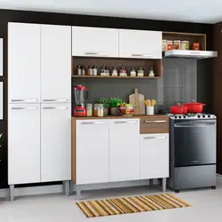 Cozinha Compacta Madesa Emilly Top com Armário e Balcão Rustic/Branco Cor:Rustic/Branco