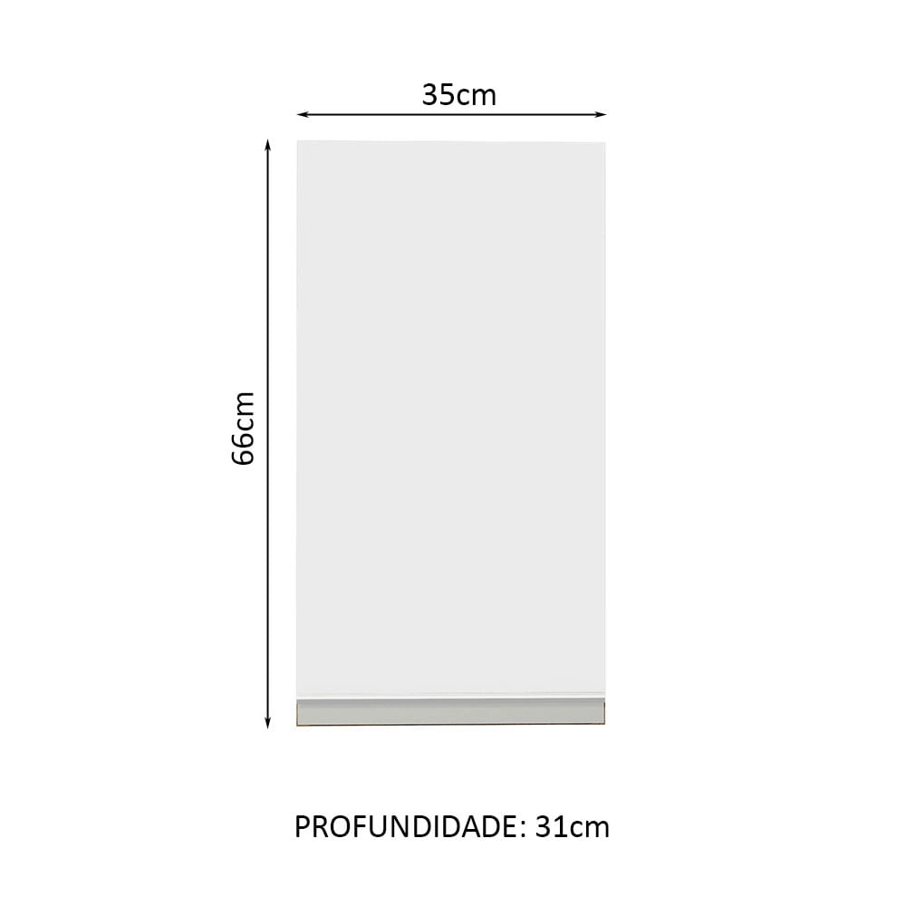 Armário Aéreo Madesa Glamy 35 cm 1 Porta Rustic/Branco Cor:Rustic/Branco