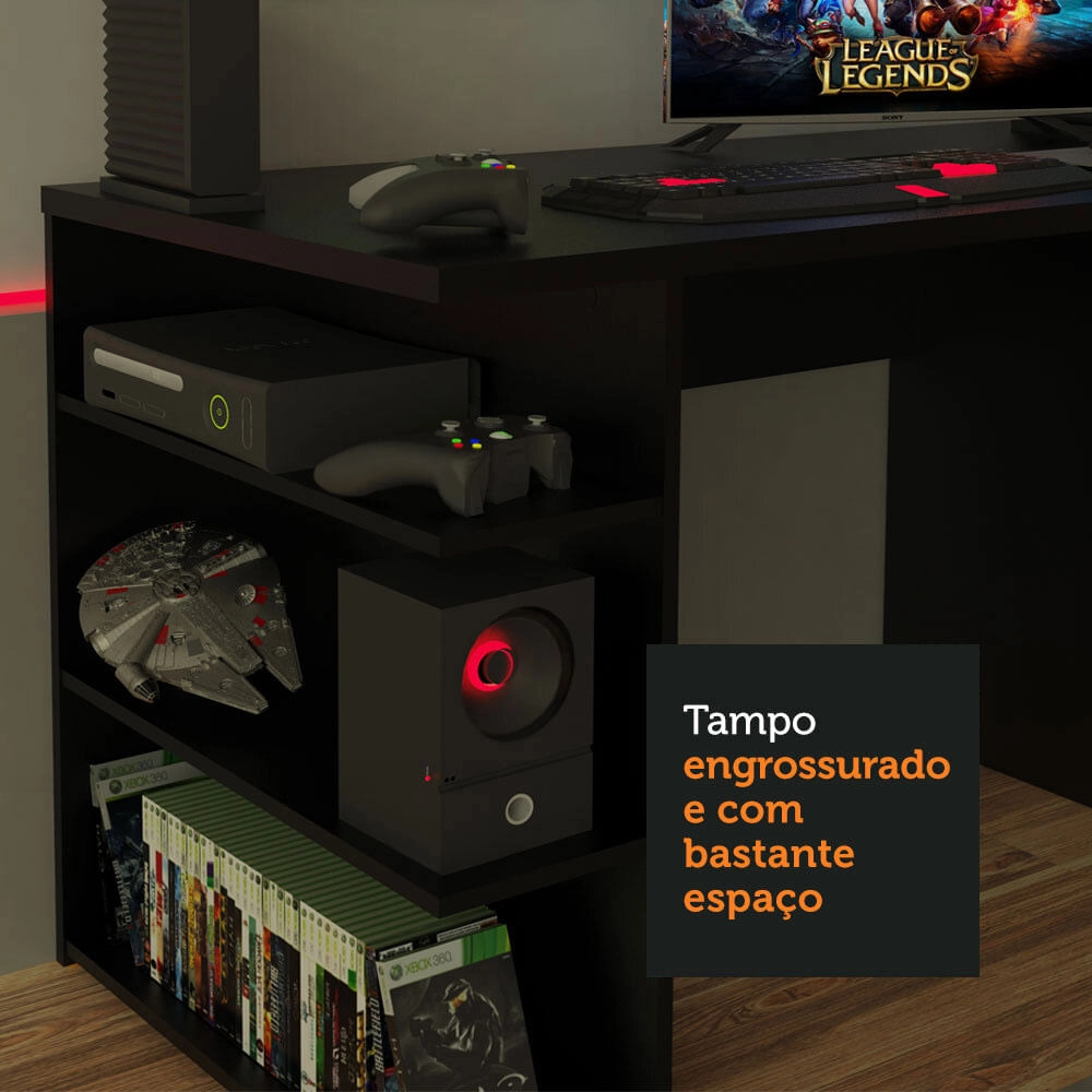 Mesa Gamer Madesa 9409 Preto Cor:Preto