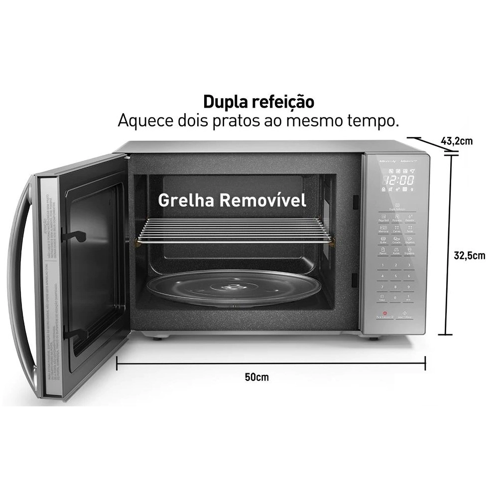 Micro-ondas Panasonic NN-ST67LSRUK 34L Tecnologia Antibacteria 900W Espelhado 220V