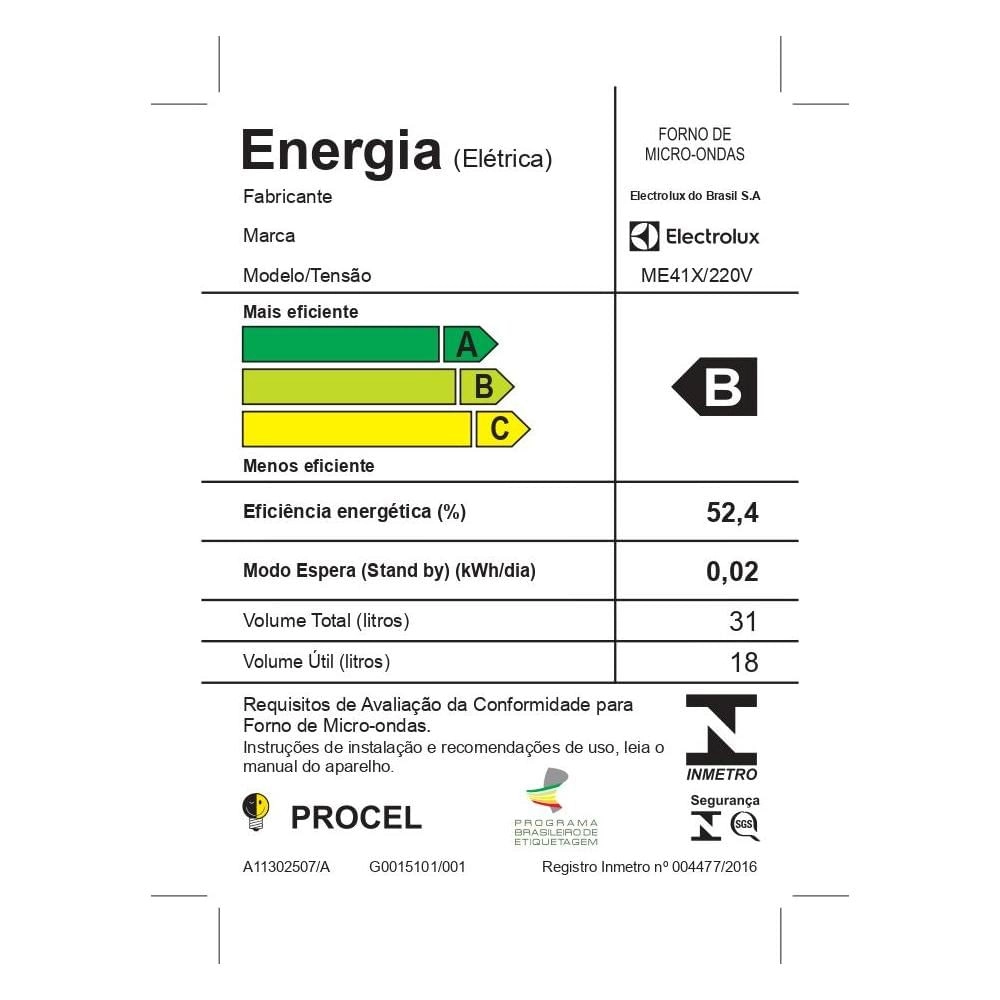 Micro-Ondas Electrolux 31L Prata com Painel Touch On Glass e Função Grill (ME41X) 220V