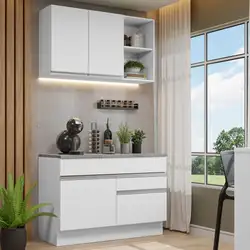 Armário de Cozinha Compacta 120cm Branco Glamy Madesa 08 Cor:Branco