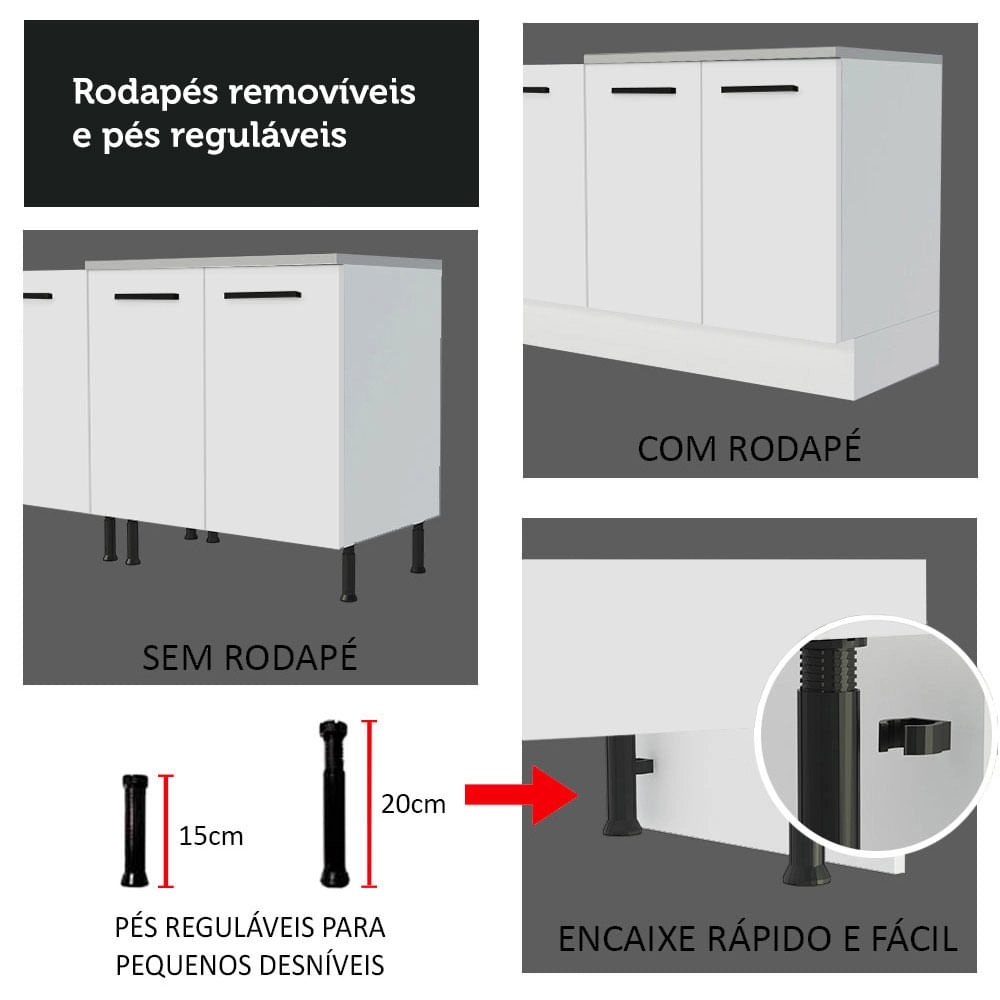 Paneleiro Madesa Agata 60 cm 3 Portas Branco Cor:Branco