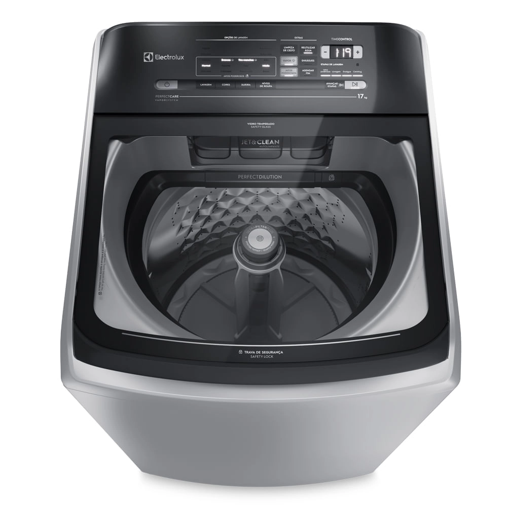 Máquina de Lavar 17kg Electrolux Perfect Care Prata Com Vapor e Painel Touch (LEH17) 220V