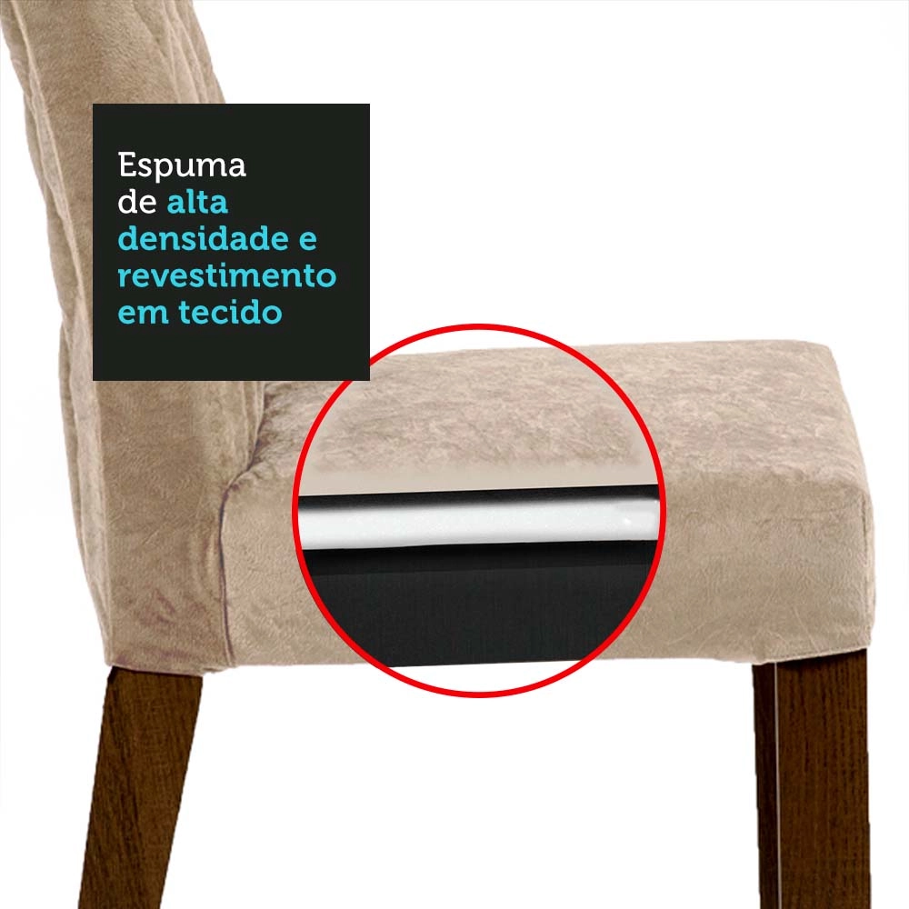 Conjunto Sala de Jantar Madesa Vanessa Mesa Tampo de Vidro com 6 Cadeiras  Cor:Rustic/Preto/