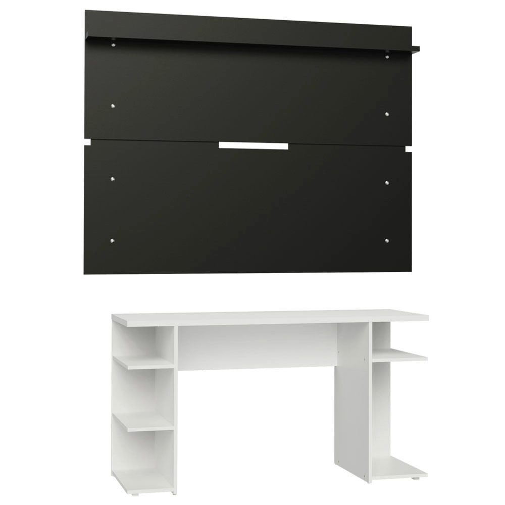 Mesa para Computador Gamer e Painel TV Madesa Branco/Preto Cor:Branco/Preto