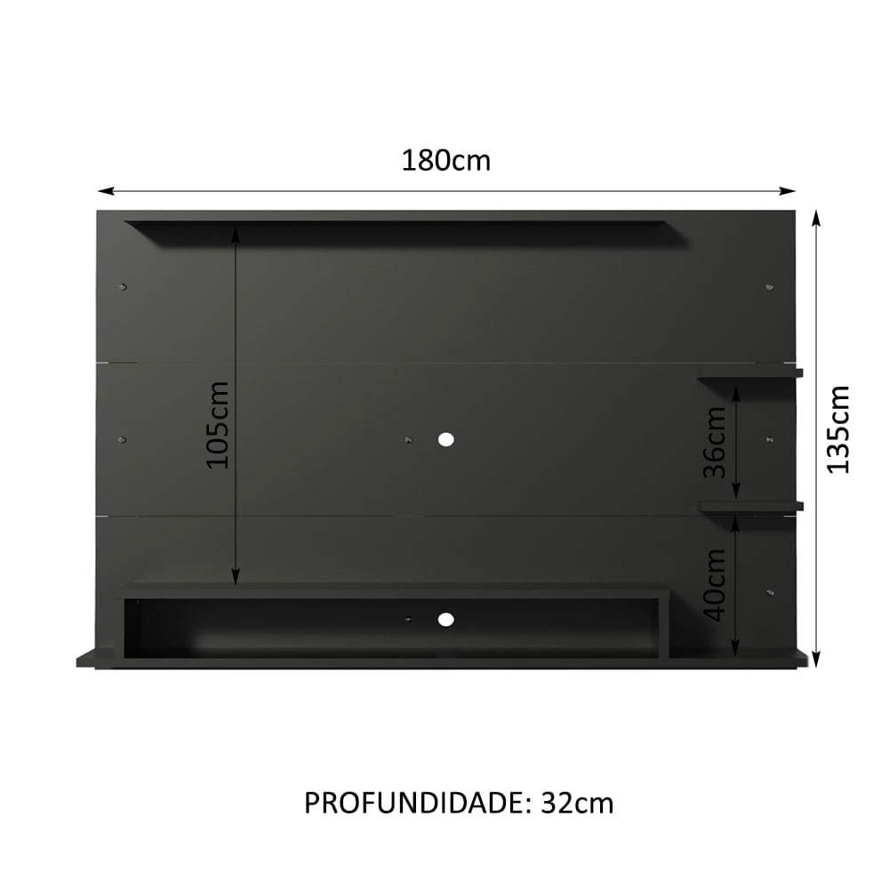 Painel para TV até 60 Polegadas Madesa Alfa Preto Cor:Preto