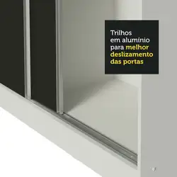 Guarda Roupa Casal 100% MDF Madesa Royale 3 Portas de Correr com Espelho Branco/Preto Cor:Branco/Preto