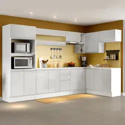 Armário de Cozinha Completa de Canto Madesa Smart 100 MDF Modulada Frentes Branco Brilho Cor:Branco