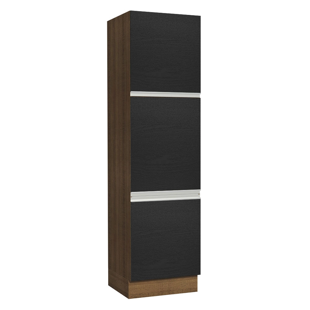 Paneleiro Madesa Glamy 60 cm 3 Portas Rustic/Preto Cor:Branco/Preto