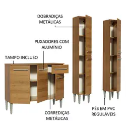 Cozinha Compacta Madesa Emilly Front com Balcão e Paneleiro Rustic Cor:Rustic