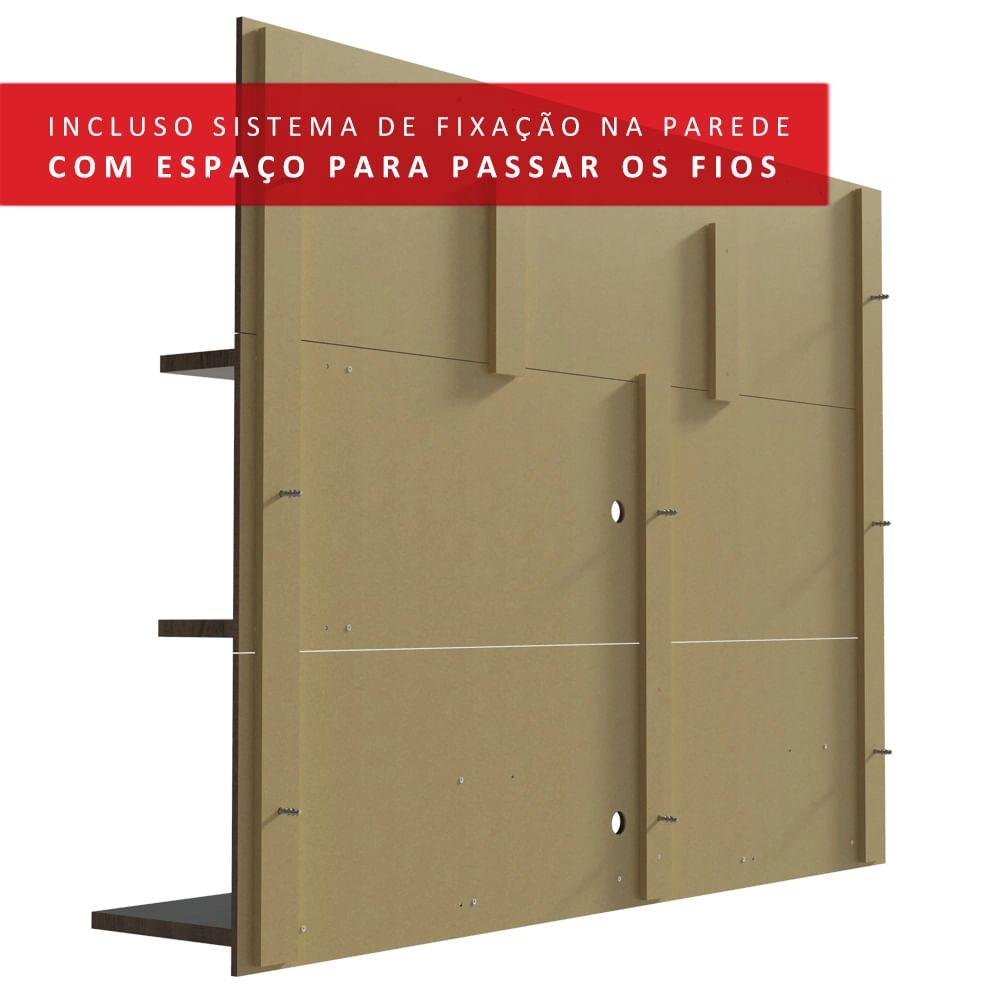 Painel para TV até 65 Polegadas Madesa Alfa com Prateleiras e Nichos Rustic Cor:Rustic