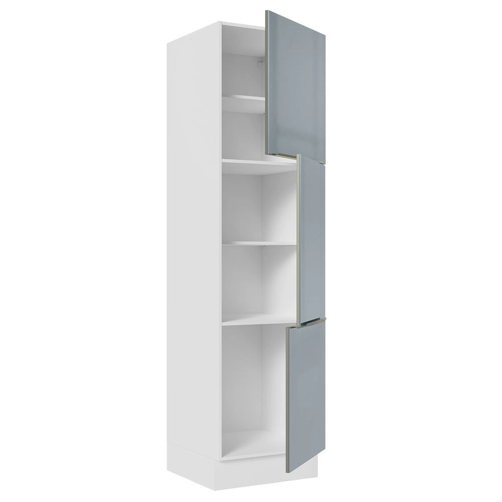 Paneleiro Madesa Lux 60 cm 3 Portas Branco/Cinza Cor:Branco/Cinza