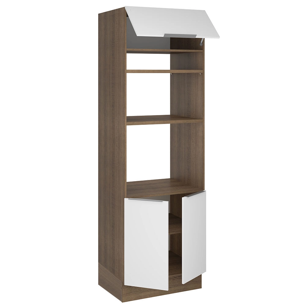 Torre Quente Madesa Stella 70 cm 3 Portas Rustic/Branco Cor:Rustic/Branco