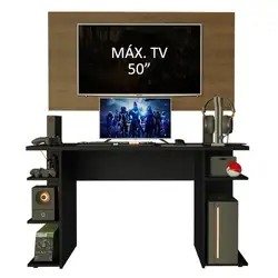 Mesa para Computador Gamer e Painel para TV até 50 Madesa Preto/Rustic Cor:Preto/Rustic