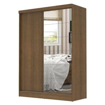 Quarto Completo com Guarda Roupa Luke 2 Portas com Espelho e Cabeceira com 2 Mesas de Cabeceira Madesa Rustic Cor:Rustic