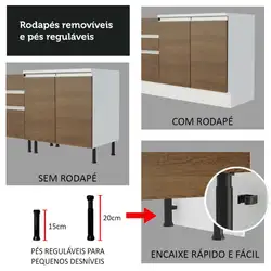 Cozinha Compacta Madesa Glamy Lívia 6 Portas 2 Gavetas Branco/Rustic Cor:Branco/Rustic