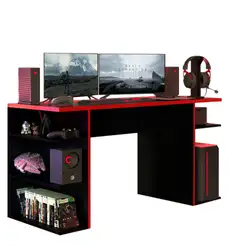 Mesa para Computador Gamer Madesa 9409 Preto Preto/Vermelho Cor:Preto/Vermelho