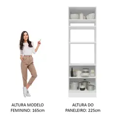 Torre-Quente Madesa Lux 70 cm 3 Portas Branco/Branco Veludo Cor:Branco/Branco Veludo