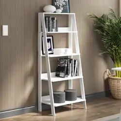 Estante Escada para Livros com 4 Prateleiras Madesa Branco Cor:Branco