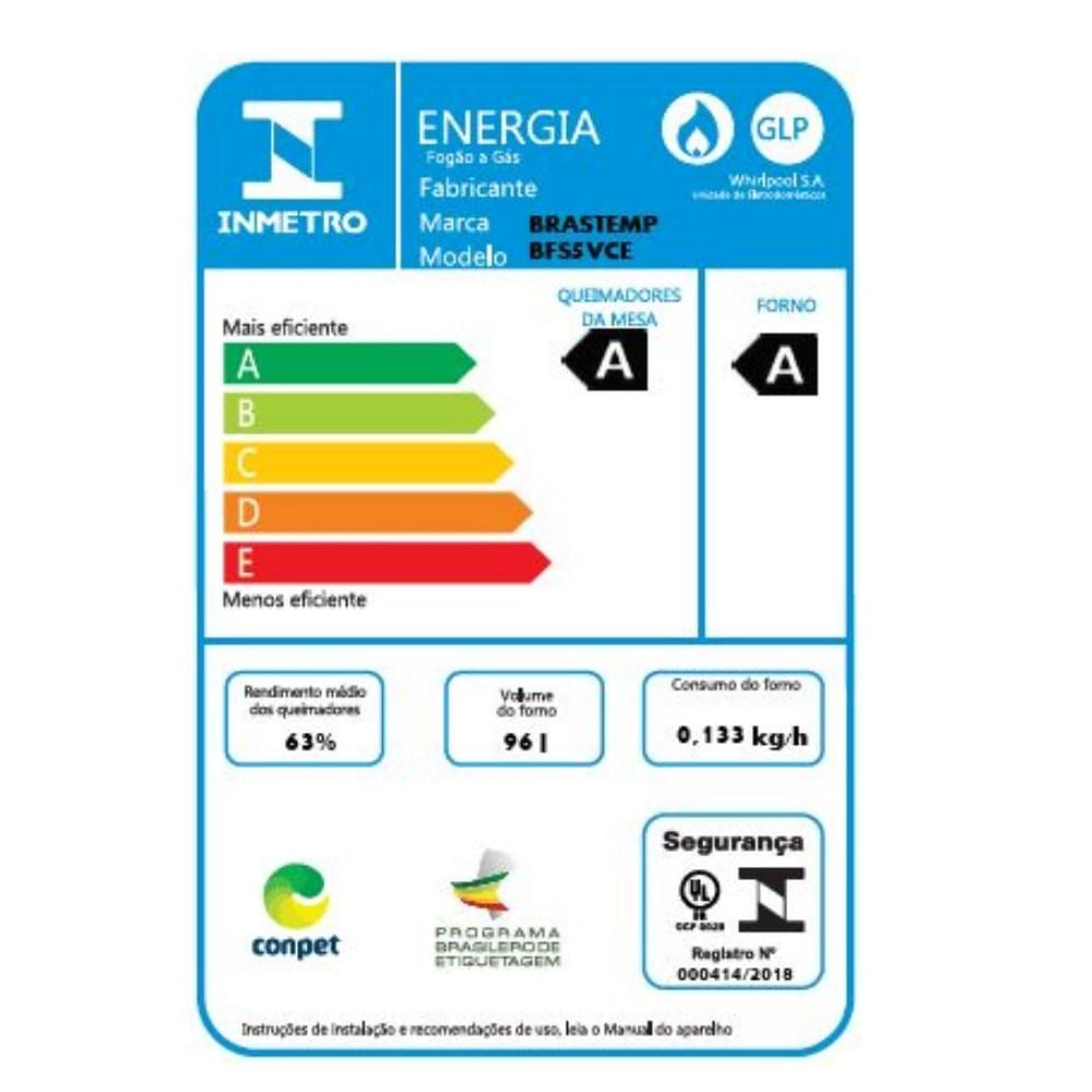 Fogão Brastemp 5 Bocas Preto Com Mesa de Vidro e Turbo Chama BIVOLT