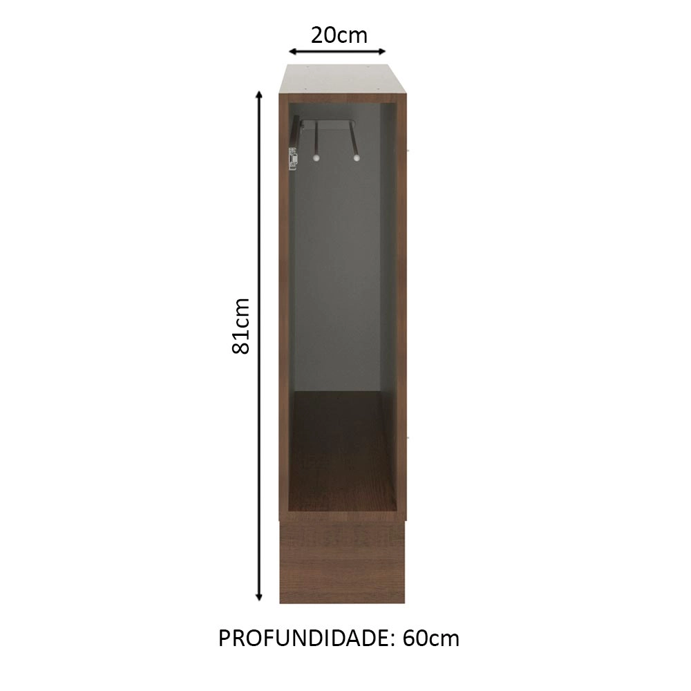 Balcão Porta Pano Lux 20 x 60 cm Madesa Rustic Cor:Rustic