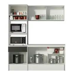 Cozinha Compacta Madesa Topazio com Balcão e Tampo Branco/Preto Cor:Branco/Preto
