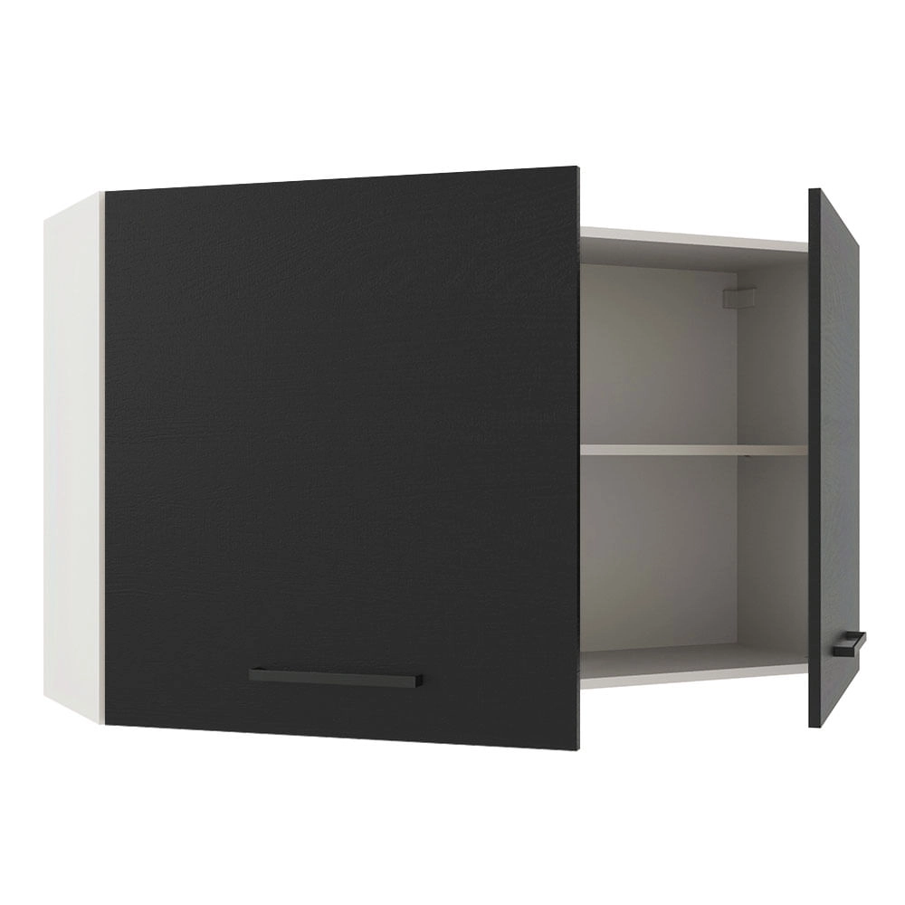 Armário Aéreo Madesa Agata 120 cm 2 Portas Branco/Preto Cor:Branco/Preto